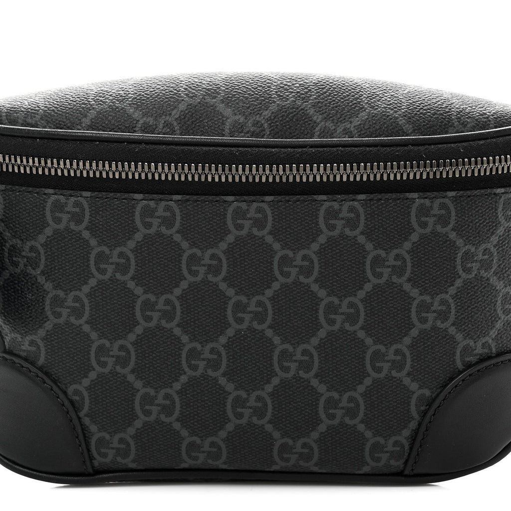 Gucci GG Supreme Monogram Emblem Calfskin Small Belt Bag Black Grey