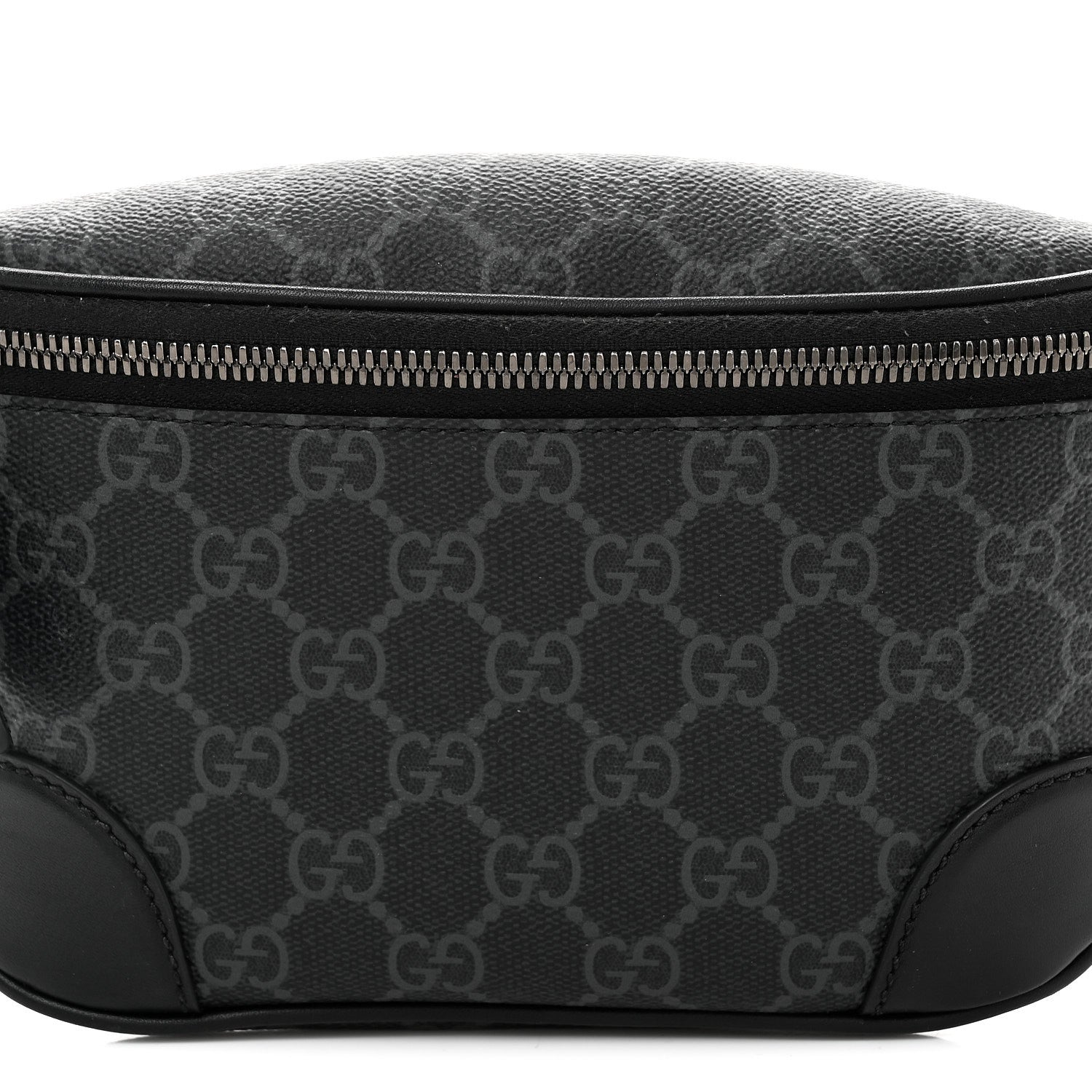 Gucci GG Supreme Monogram Emblem Calfskin Small Belt Bag Black Grey