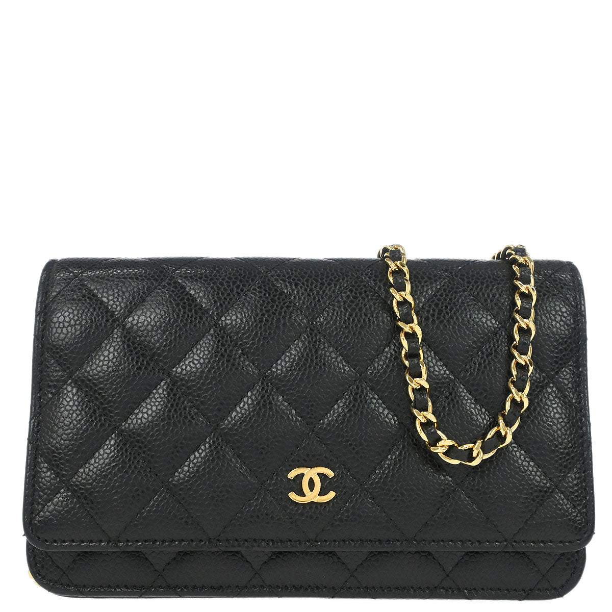 Chanel 2019 Black Caviar Skin Classic WOC Wallet on Chain Bag