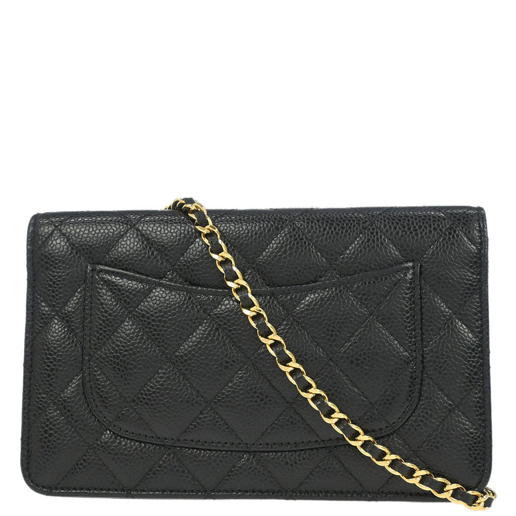 Chanel 2019 Black Caviar Skin Classic WOC Wallet on Chain Bag