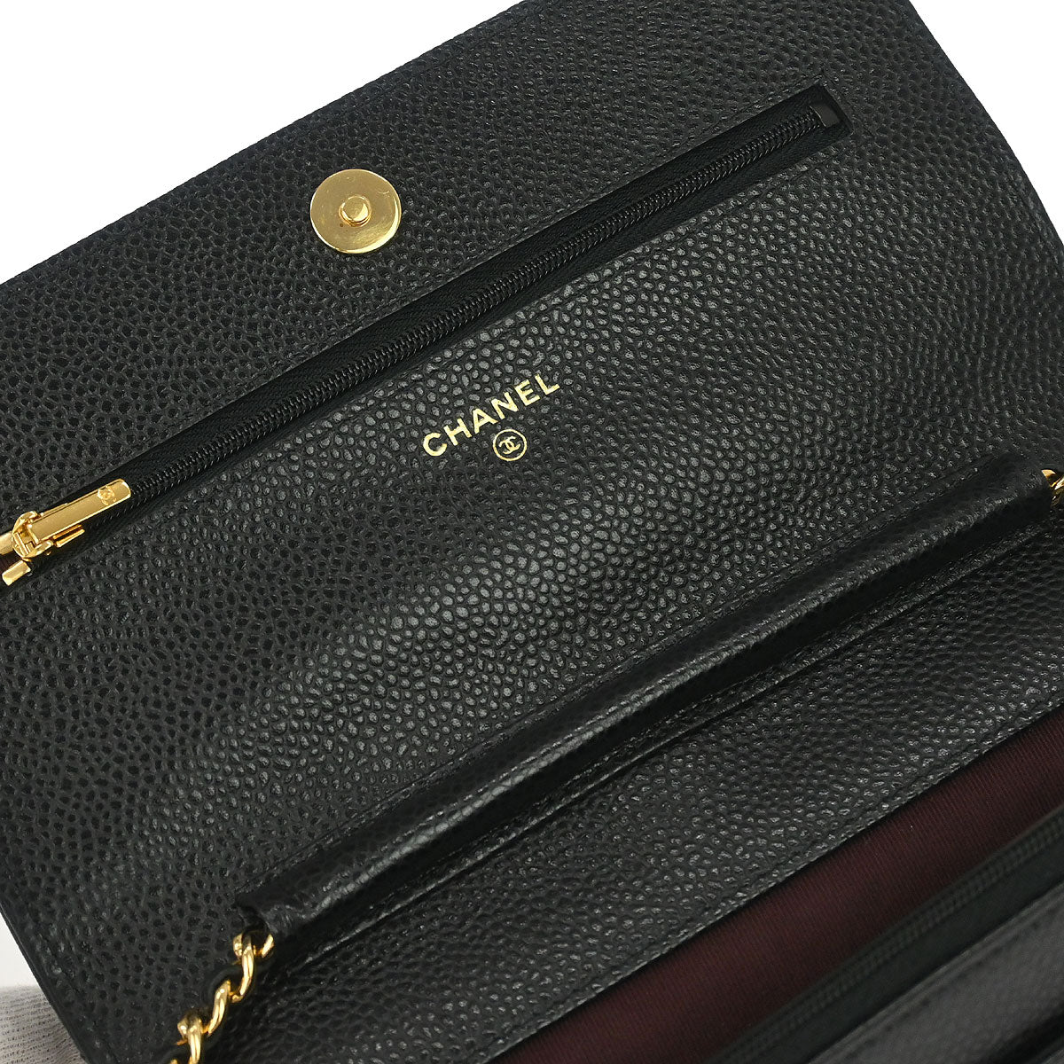 Chanel 2019 Black Caviar Skin Classic WOC Wallet on Chain Bag