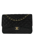 Chanel Black Caviar Skin Jumbo Classic Double Flap Shoulder Bag