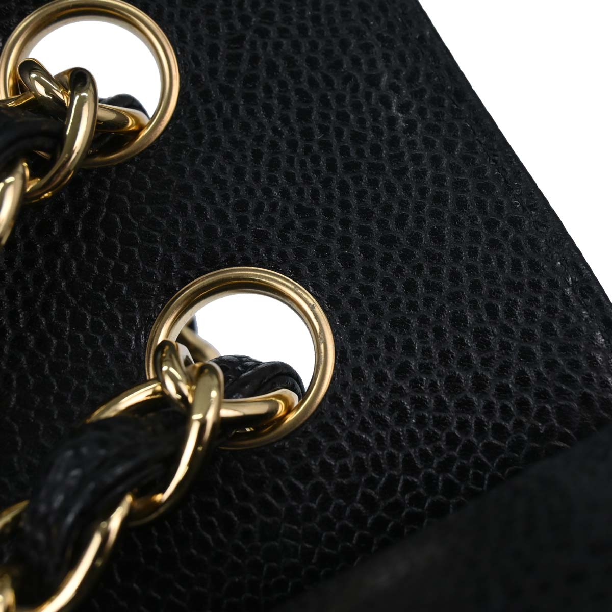 Chanel Black Caviar Skin Jumbo Classic Double Flap Shoulder Bag