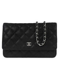 Chanel 2017 Black Caviar Skin Classic WOC Wallet on Chain Bag