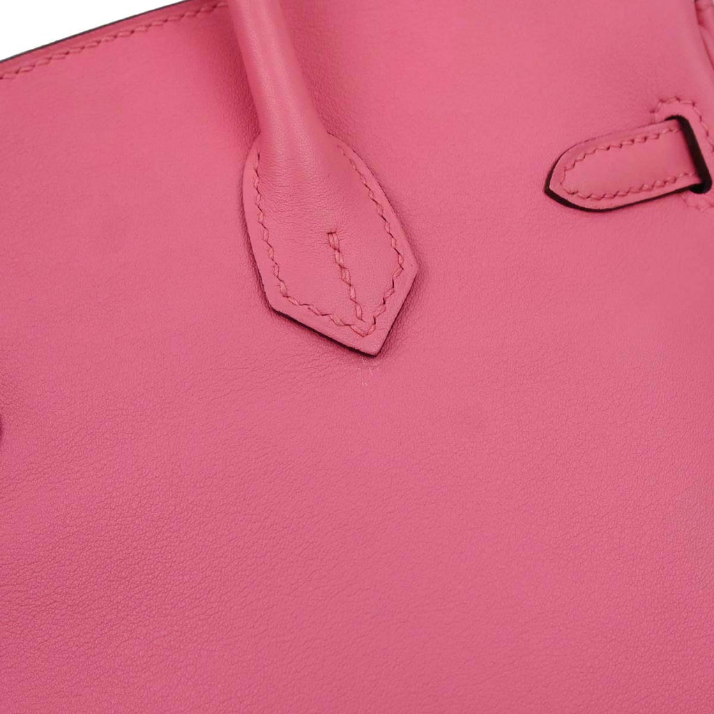 Hermes Rose Azalee Swift Birkin 25 Handbag