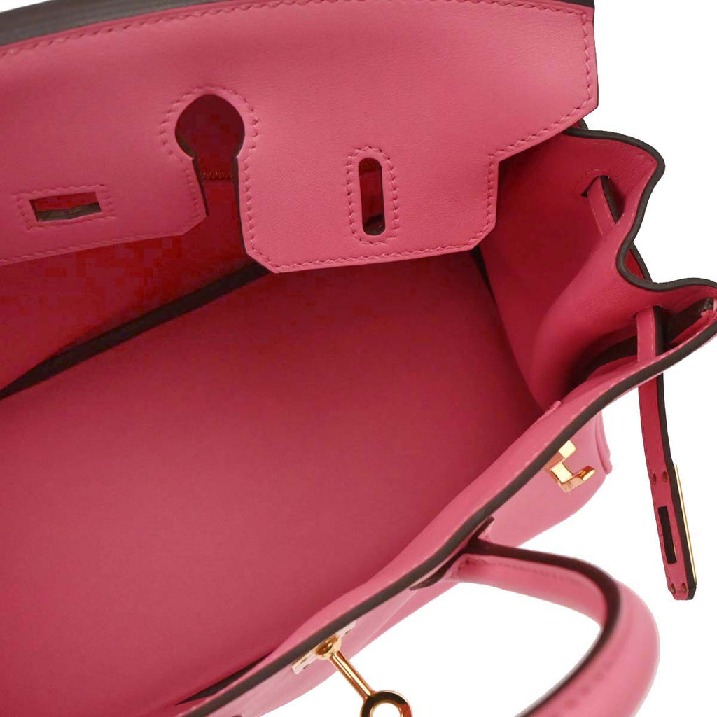 Hermes Rose Azalee Swift Birkin 25 Handbag