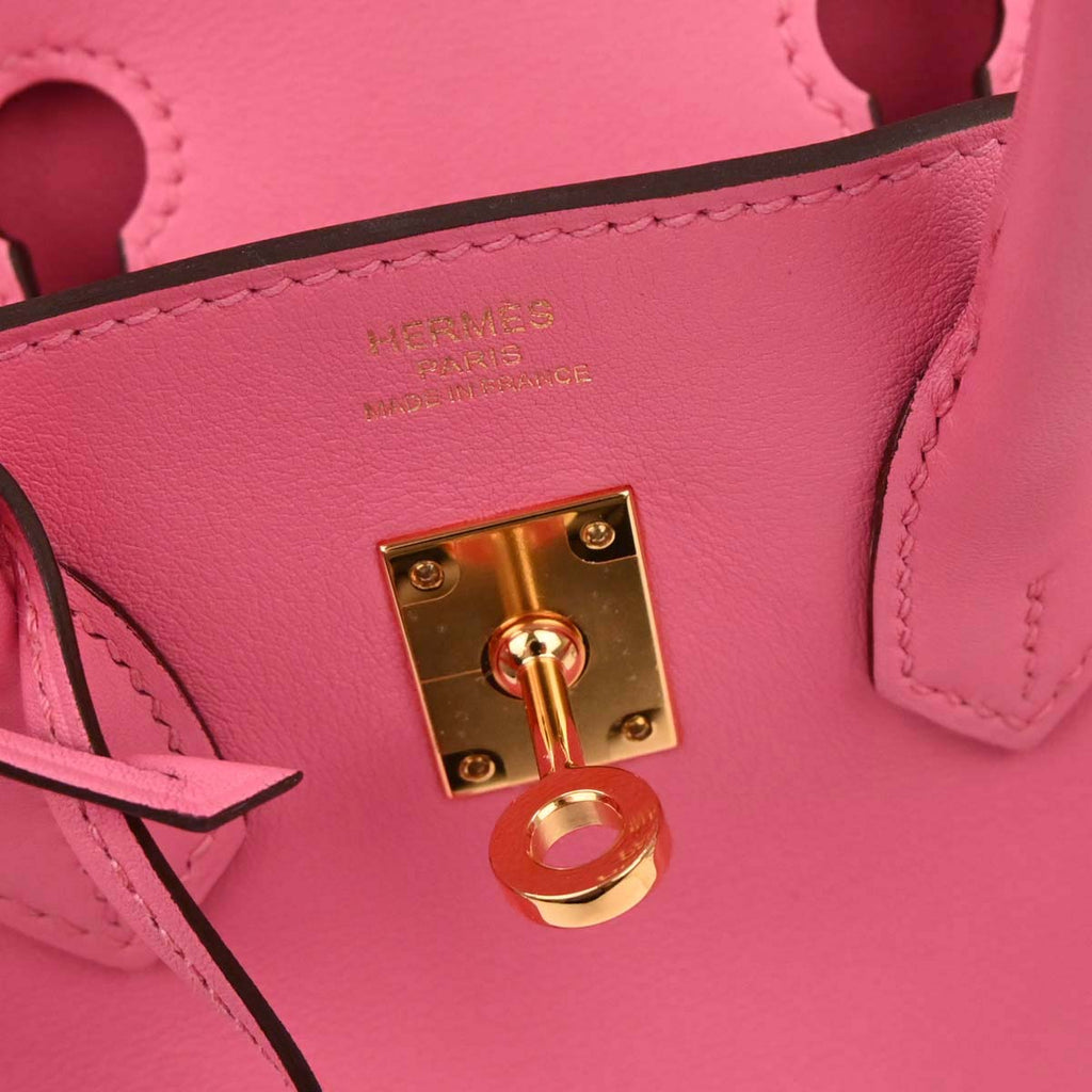 Hermes Rose Azalee Swift Birkin 25 Handbag