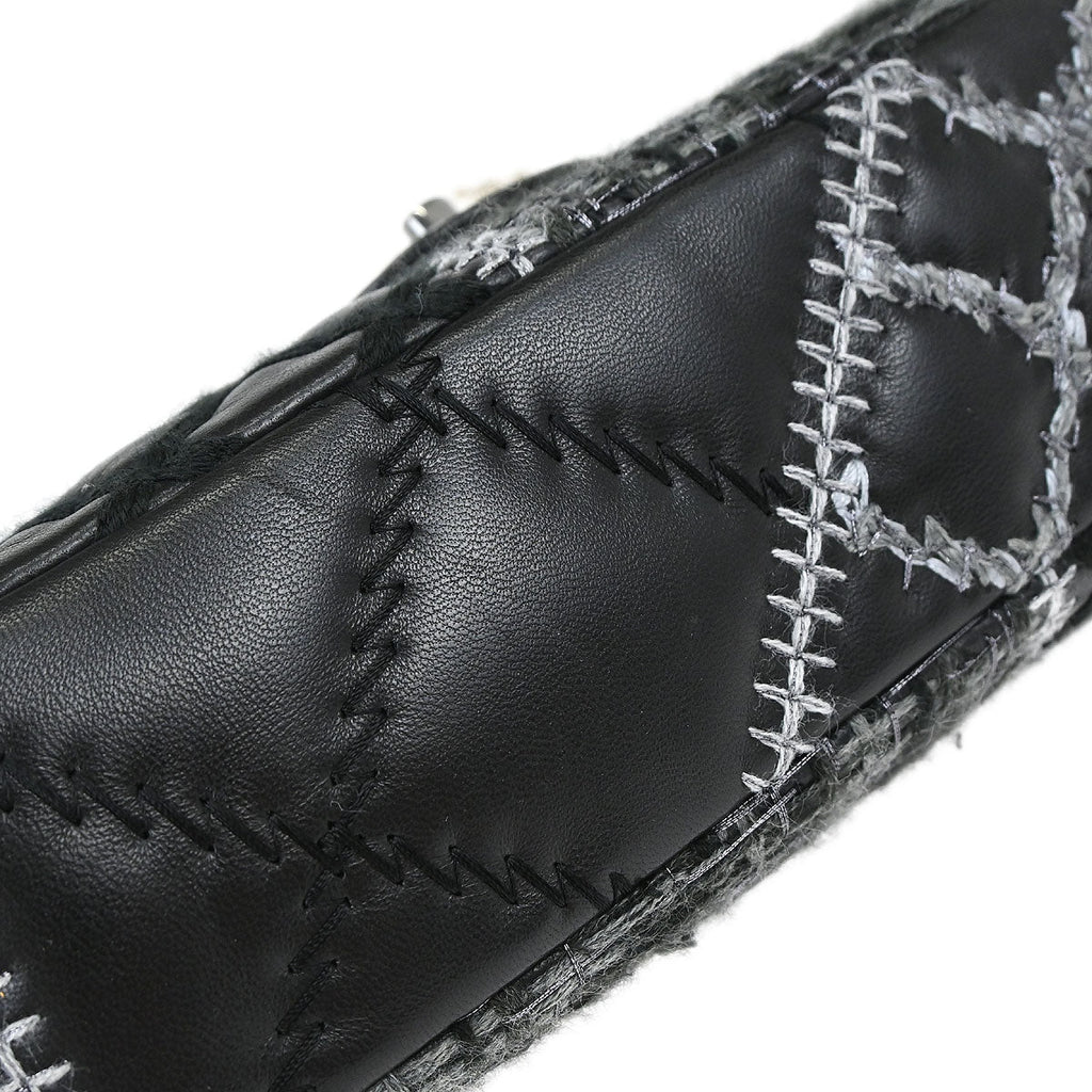 Chanel Black Tweed Lambskin Patchwork Stitch Shoulder Bag