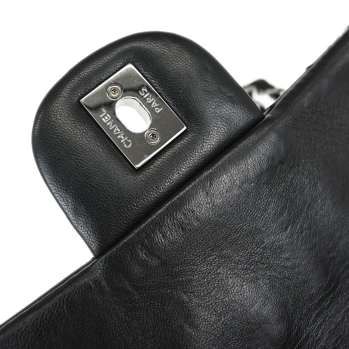 Chanel Black Tweed Lambskin Patchwork Stitch Shoulder Bag