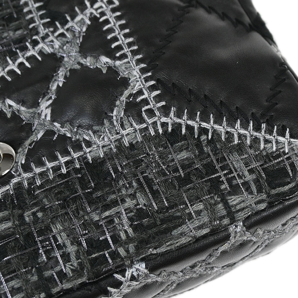 Chanel Black Tweed Lambskin Patchwork Stitch Shoulder Bag