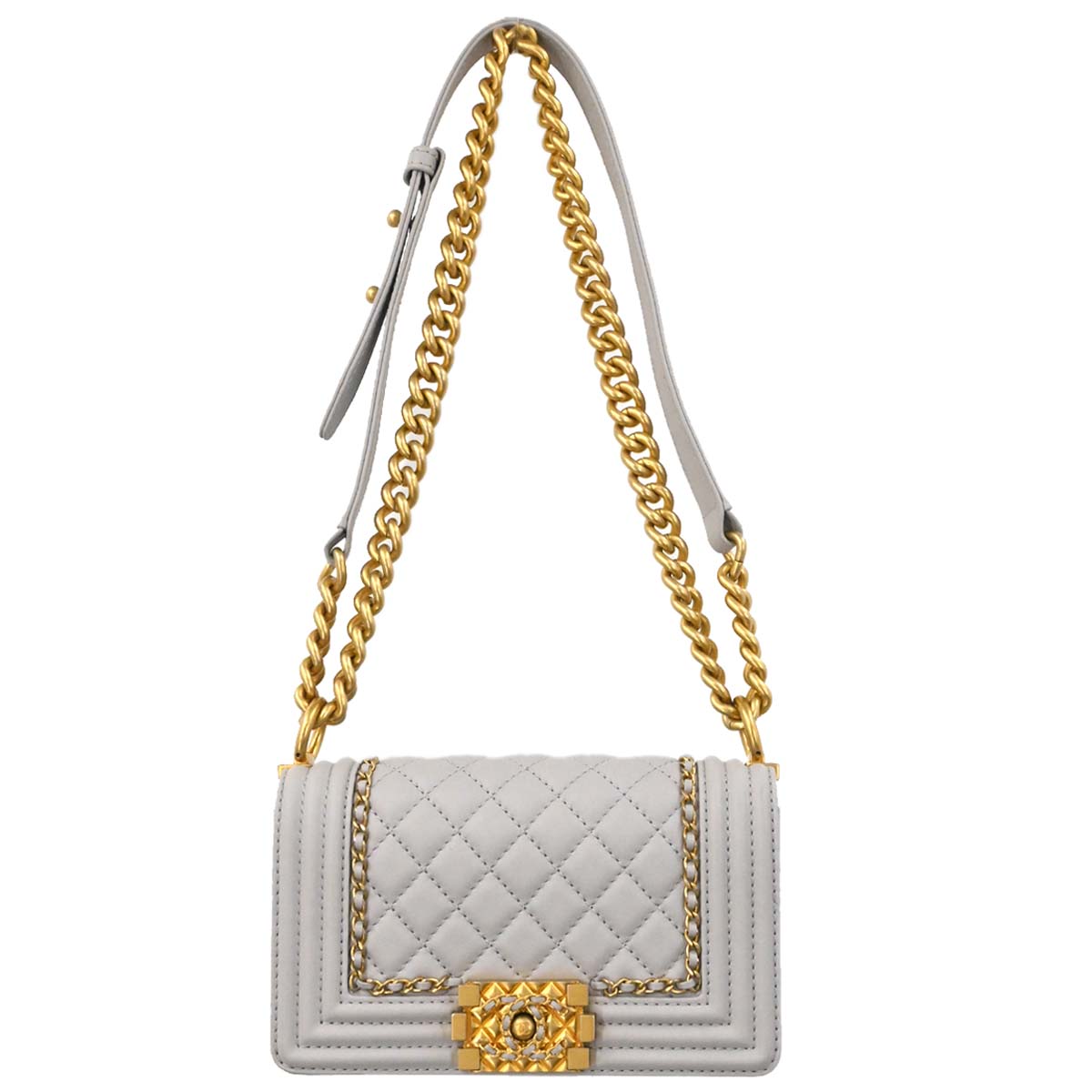 Boy Chanel Gray Lambskin Small Chain Shoulder Bag