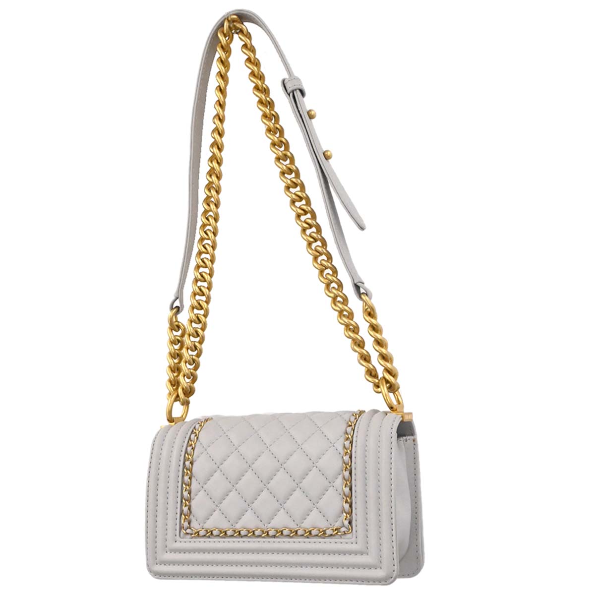 Boy Chanel Gray Lambskin Small Chain Shoulder Bag