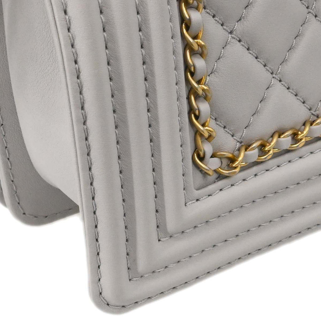 Boy Chanel Gray Lambskin Small Chain Shoulder Bag