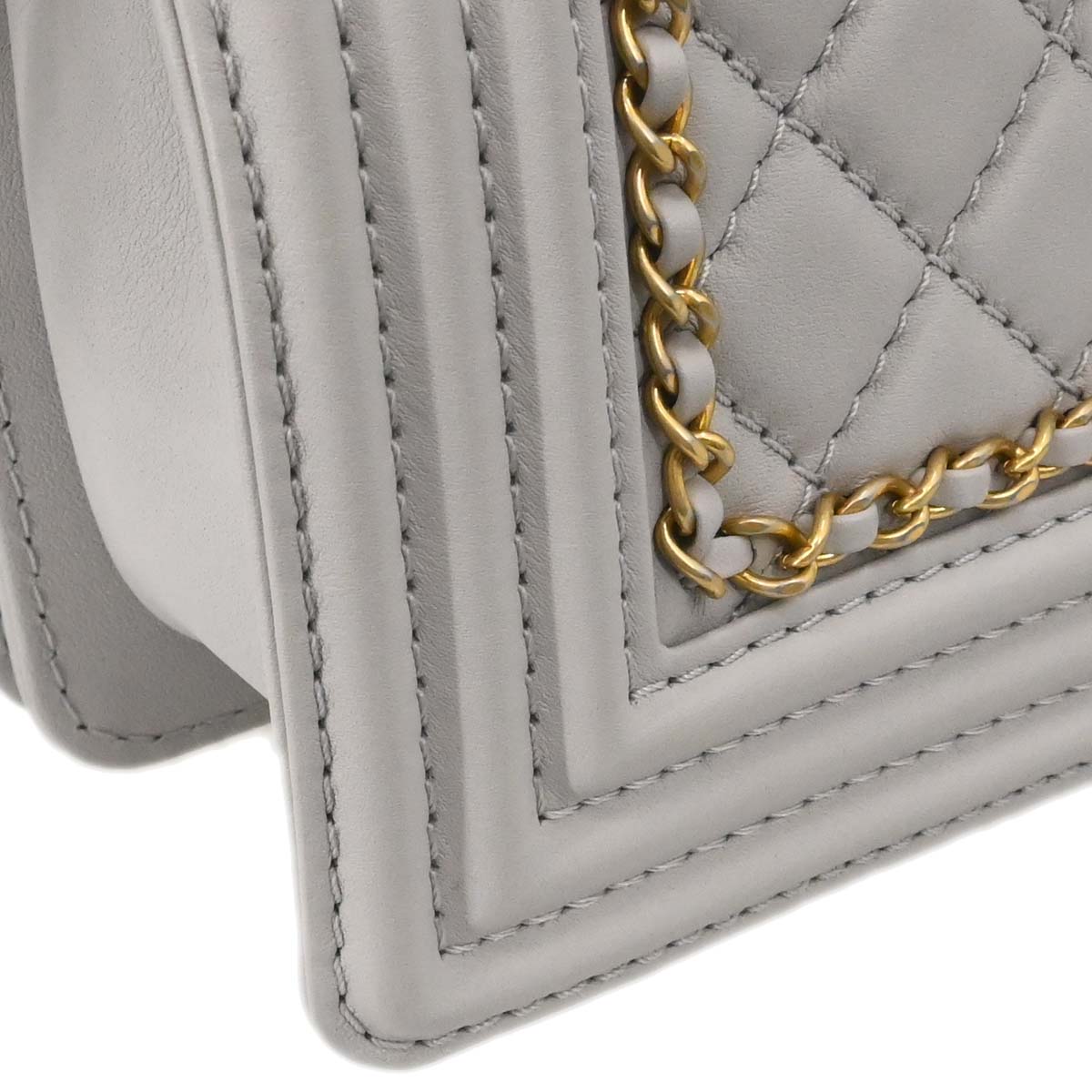 Boy Chanel Gray Lambskin Small Chain Shoulder Bag