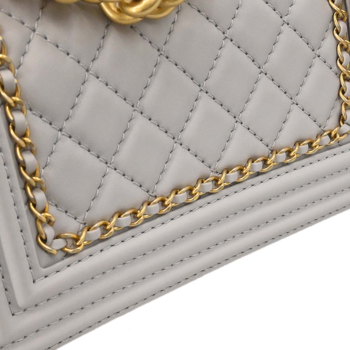 Boy Chanel Gray Lambskin Small Chain Shoulder Bag