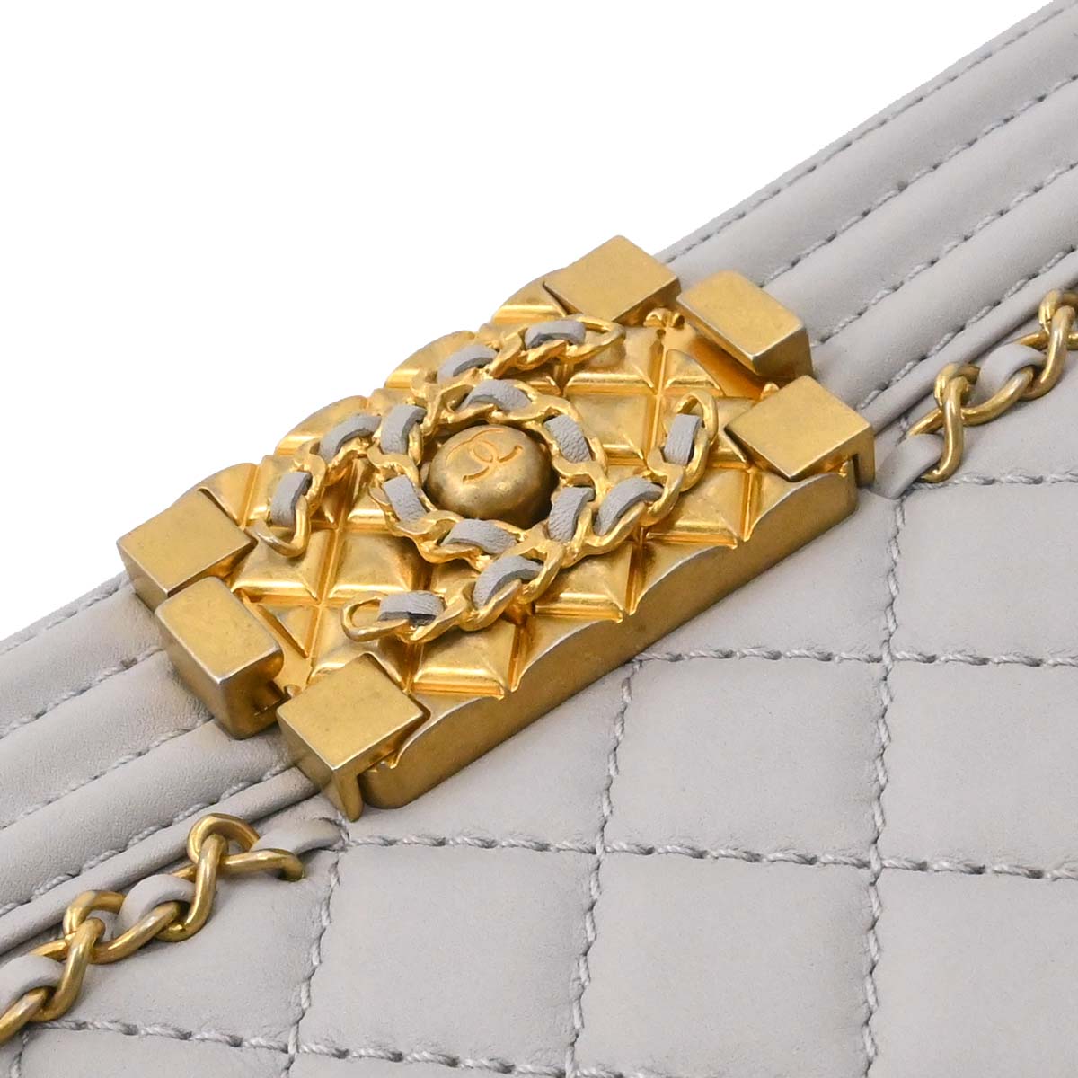 Boy Chanel Gray Lambskin Small Chain Shoulder Bag