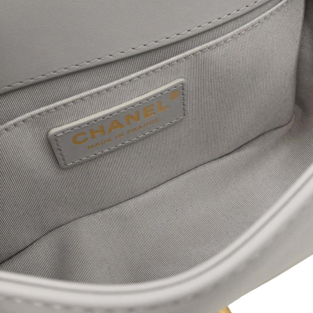 Boy Chanel Gray Lambskin Small Chain Shoulder Bag