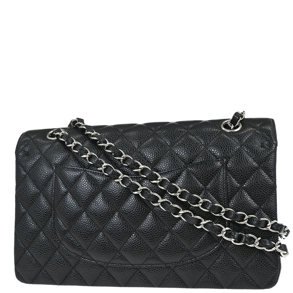 Chanel 2018 Black Caviar Skin Medium Classic Double Flap Shoulder Bag