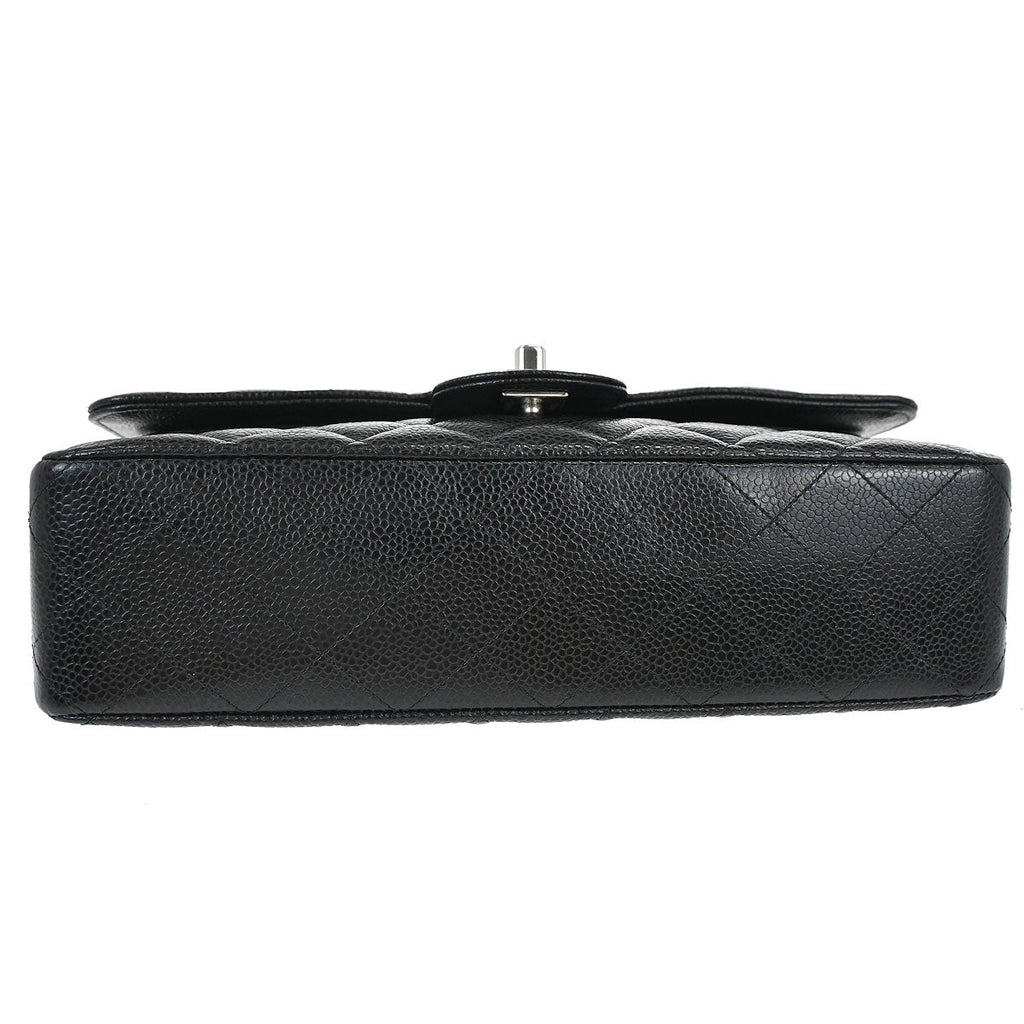 Chanel 2018 Black Caviar Skin Medium Classic Double Flap Shoulder Bag