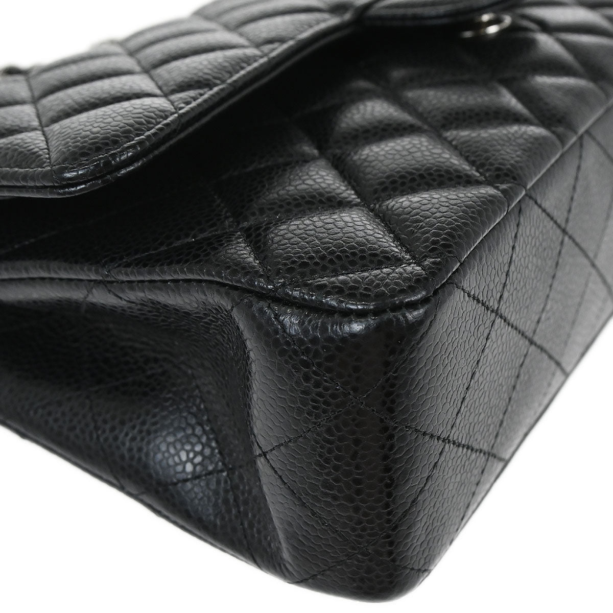 Chanel 2018 Black Caviar Skin Medium Classic Double Flap Shoulder Bag