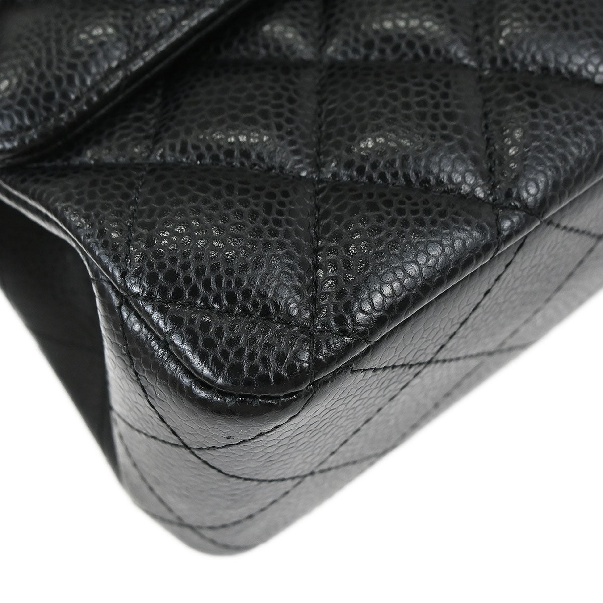Chanel 2018 Black Caviar Skin Medium Classic Double Flap Shoulder Bag