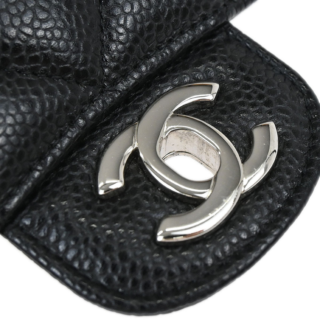 Chanel 2018 Black Caviar Skin Medium Classic Double Flap Shoulder Bag