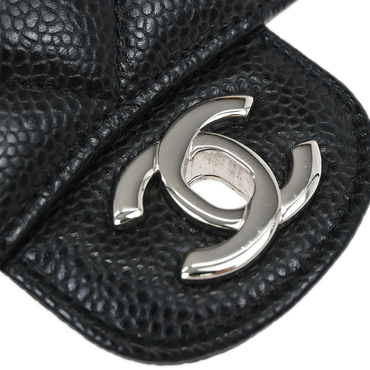Chanel 2018 Black Caviar Skin Medium Classic Double Flap Shoulder Bag