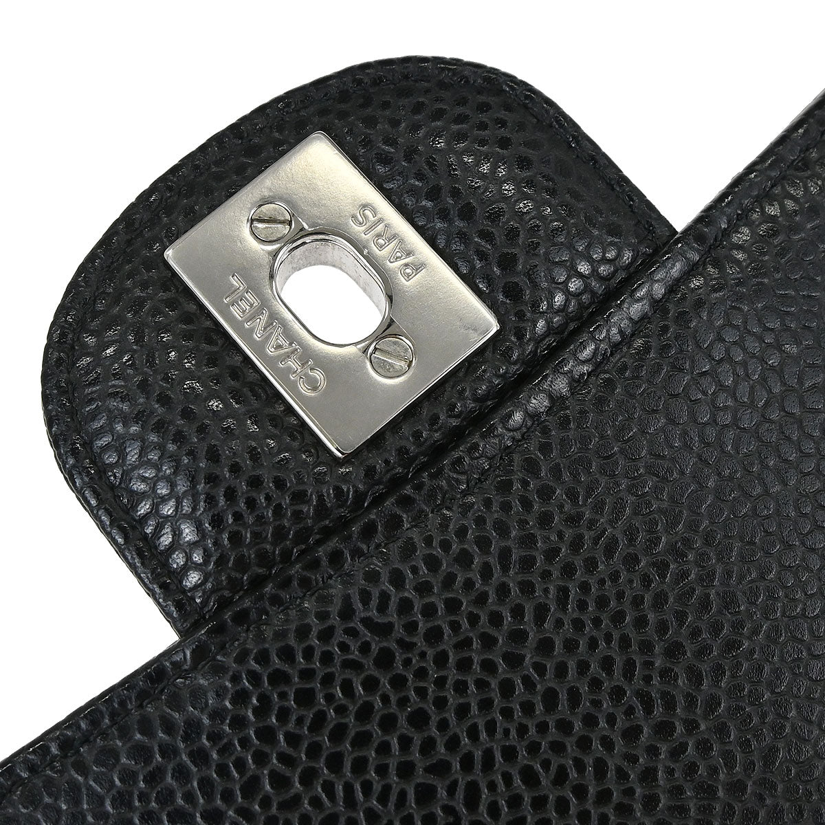 Chanel 2018 Black Caviar Skin Medium Classic Double Flap Shoulder Bag