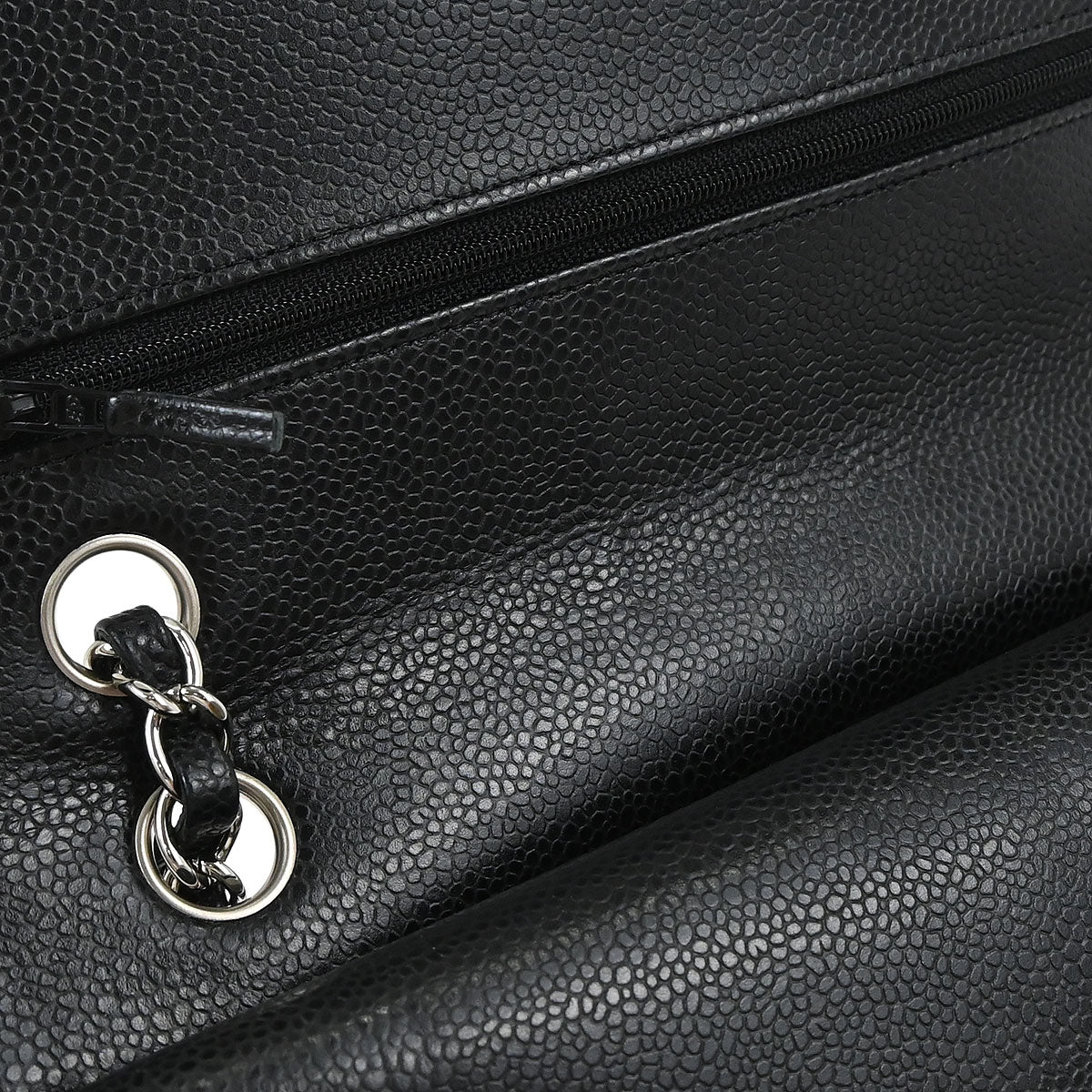 Chanel 2018 Black Caviar Skin Medium Classic Double Flap Shoulder Bag