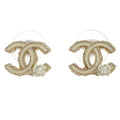 Chanel CC Pierced Earrings White Gold A12A