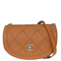 Chanel 2018 Brown Calfskin Coco Eyelets Round Flap Shoulder Bag