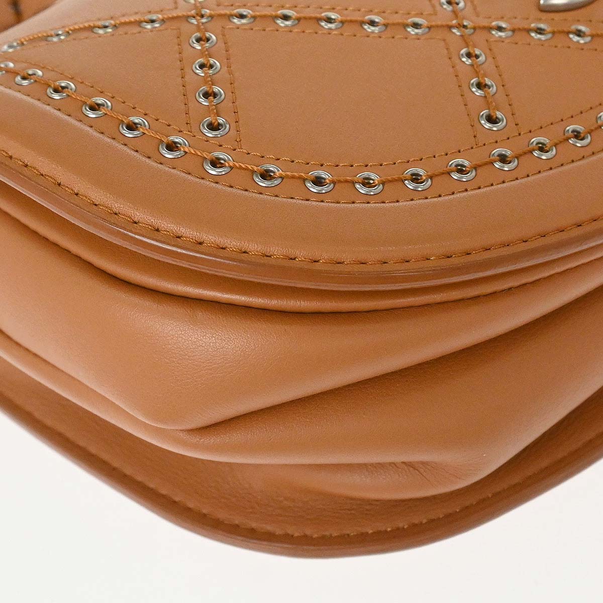 Chanel 2018 Brown Calfskin Coco Eyelets Round Flap Shoulder Bag