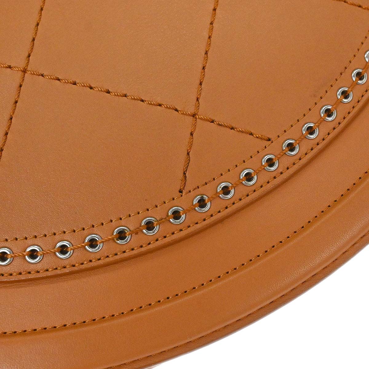 Chanel 2018 Brown Calfskin Coco Eyelets Round Flap Shoulder Bag