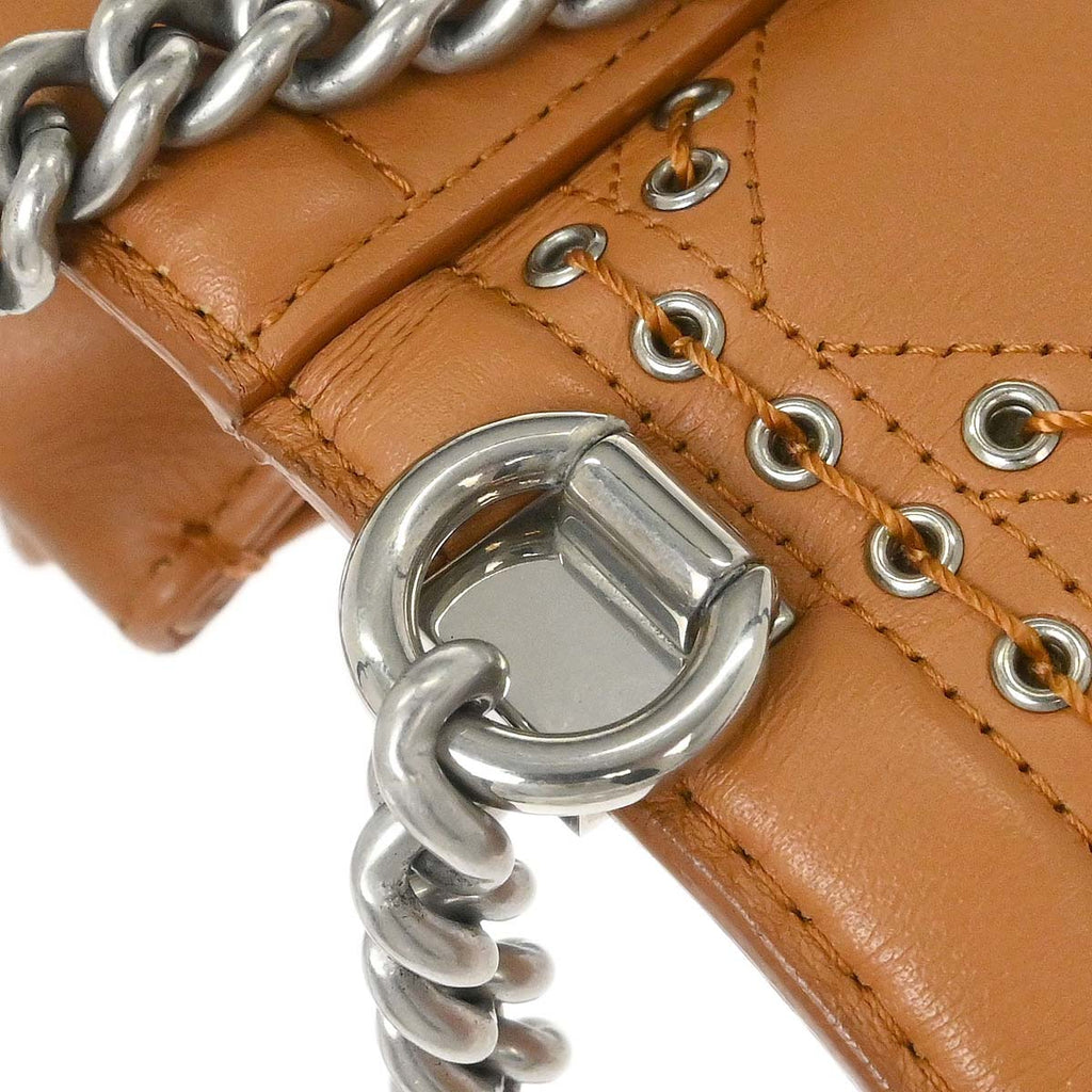 Chanel 2018 Brown Calfskin Coco Eyelets Round Flap Shoulder Bag