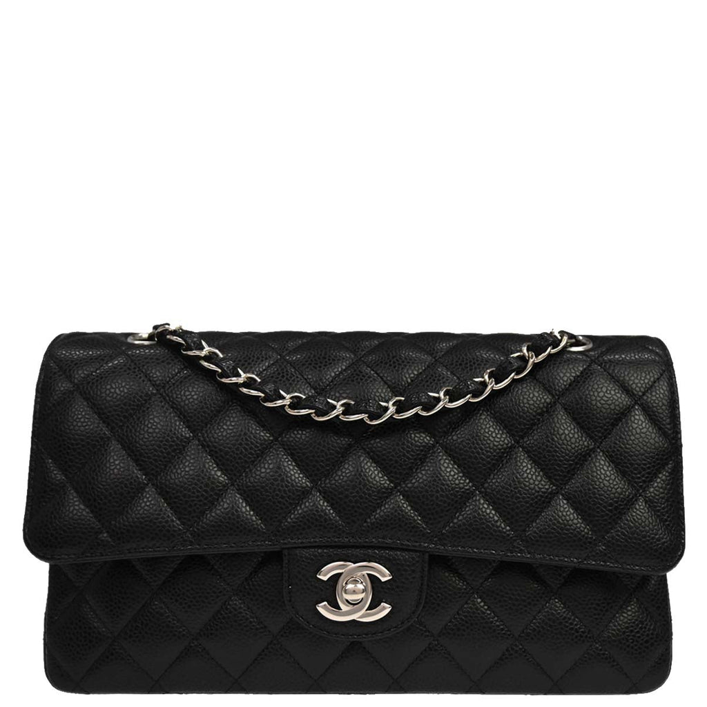 Chanel 2019 Black Caviar Medium Classic Double Flap Shoulder Bag