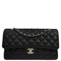 Chanel 2019 Black Caviar Medium Classic Double Flap Shoulder Bag