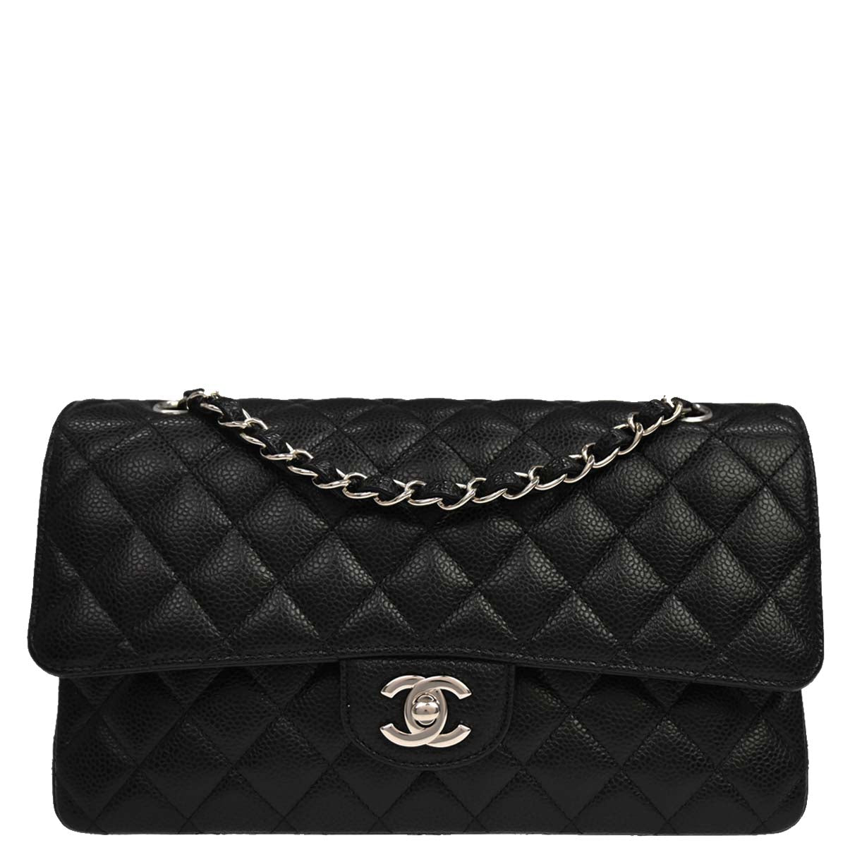 Chanel 2019 Black Caviar Medium Classic Double Flap Shoulder Bag