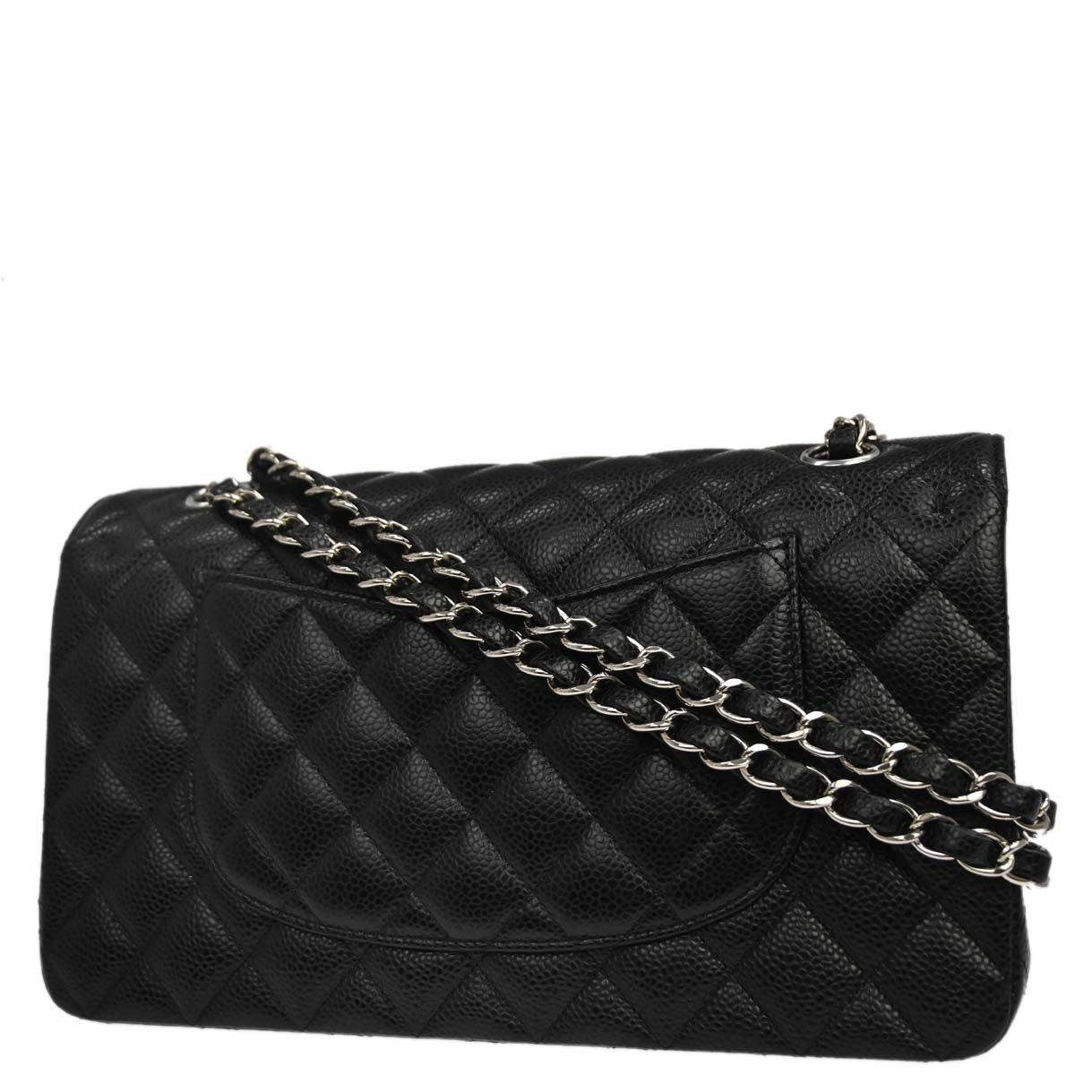 Chanel 2019 Black Caviar Medium Classic Double Flap Shoulder Bag
