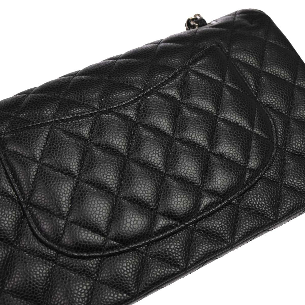Chanel 2019 Black Caviar Medium Classic Double Flap Shoulder Bag