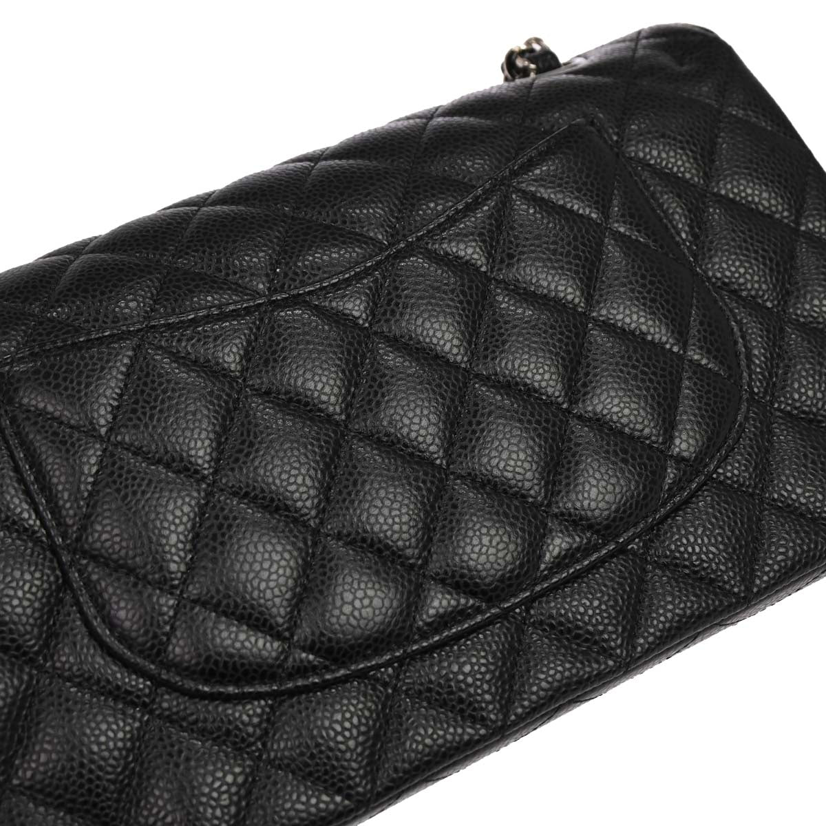 Chanel 2019 Black Caviar Medium Classic Double Flap Shoulder Bag