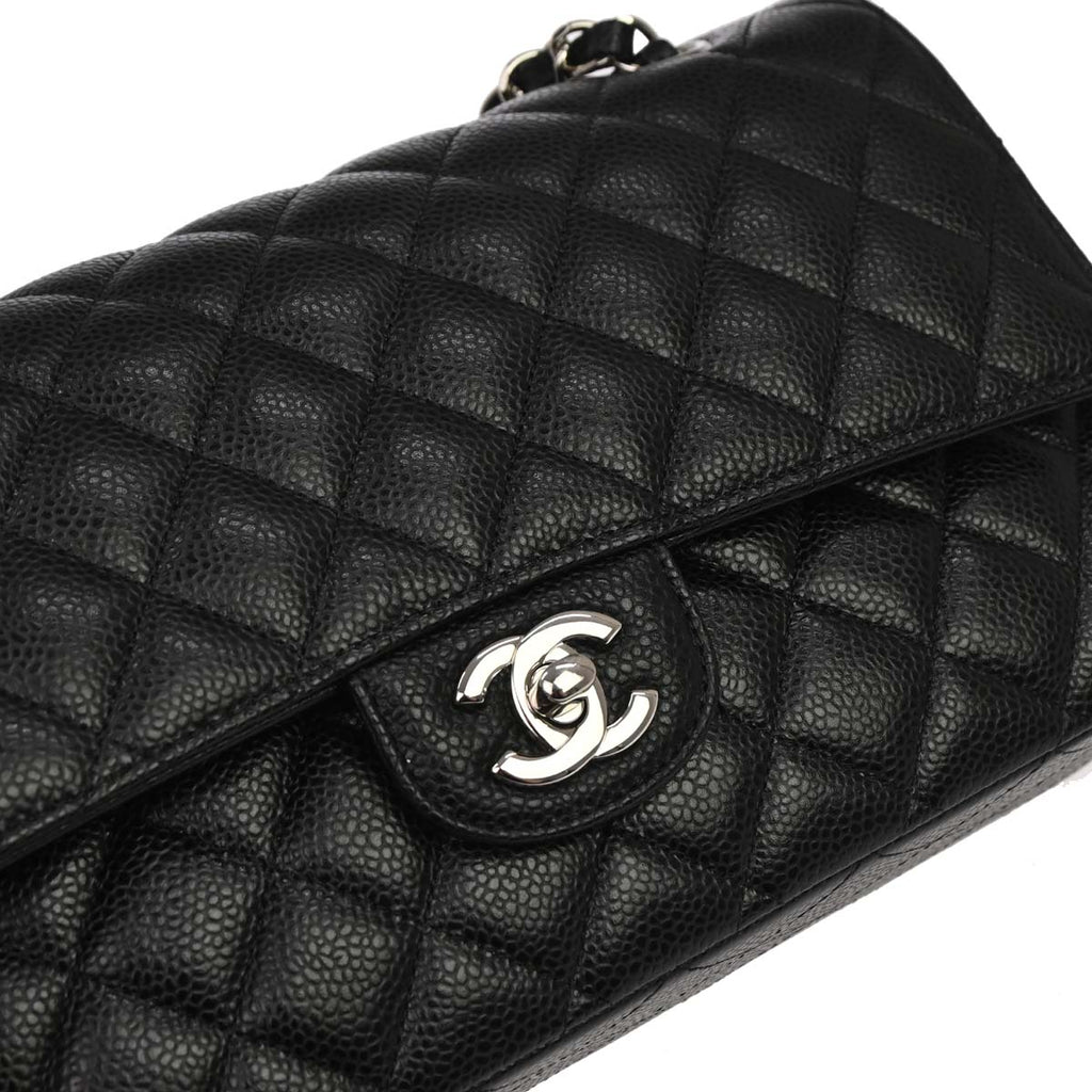 Chanel 2019 Black Caviar Medium Classic Double Flap Shoulder Bag