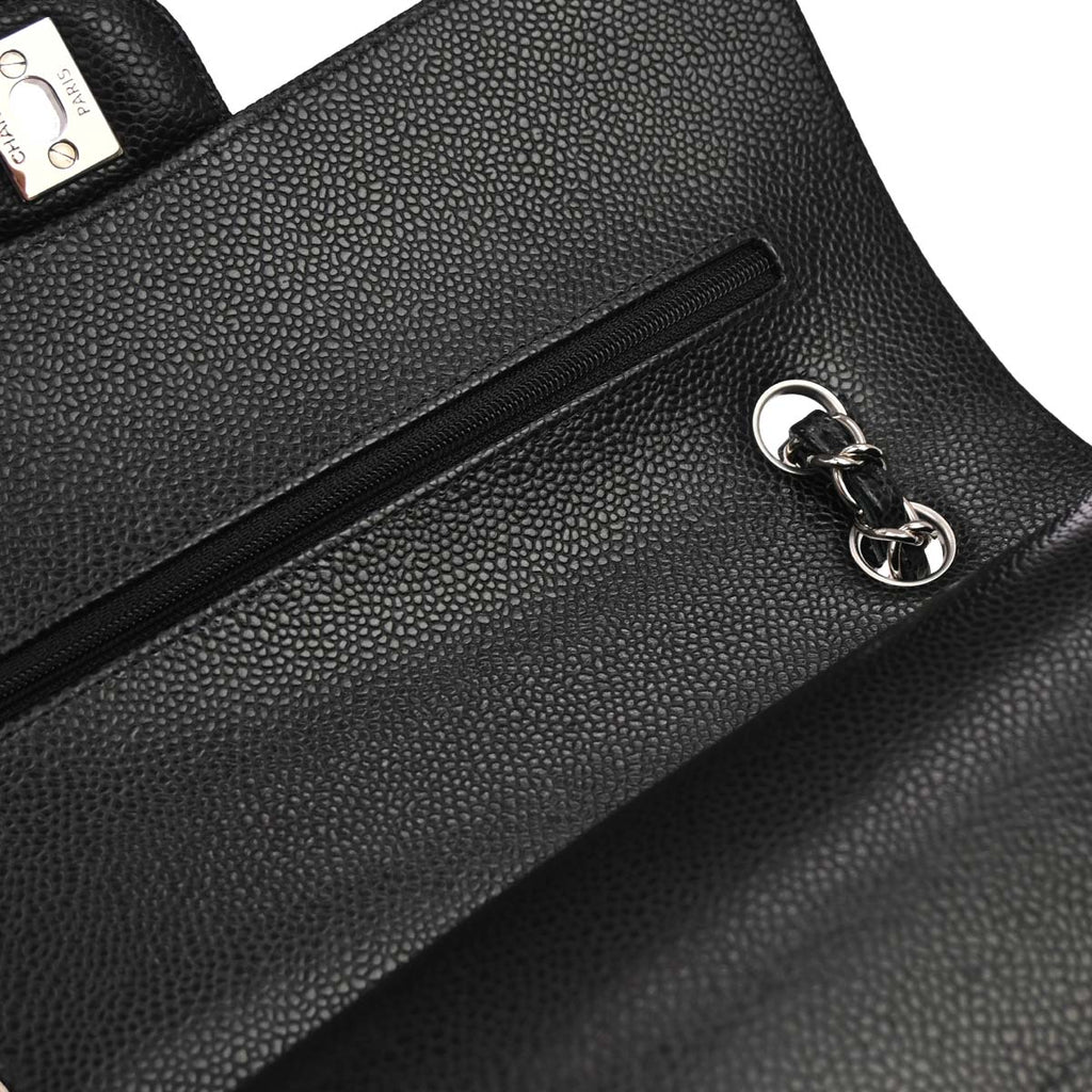 Chanel 2019 Black Caviar Medium Classic Double Flap Shoulder Bag