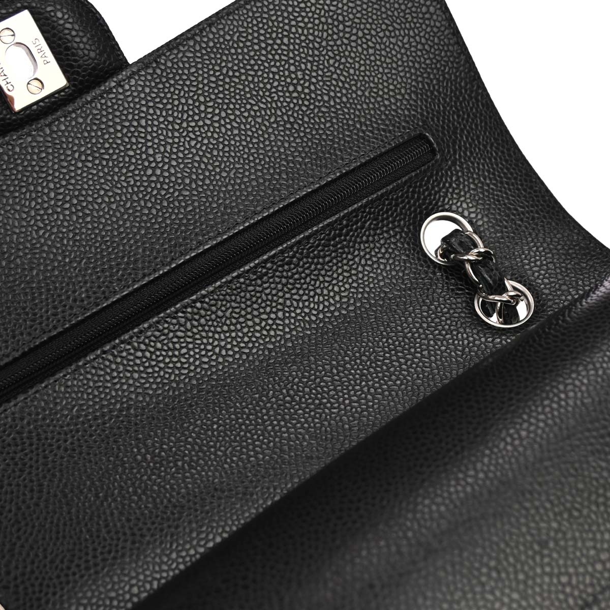 Chanel 2019 Black Caviar Medium Classic Double Flap Shoulder Bag