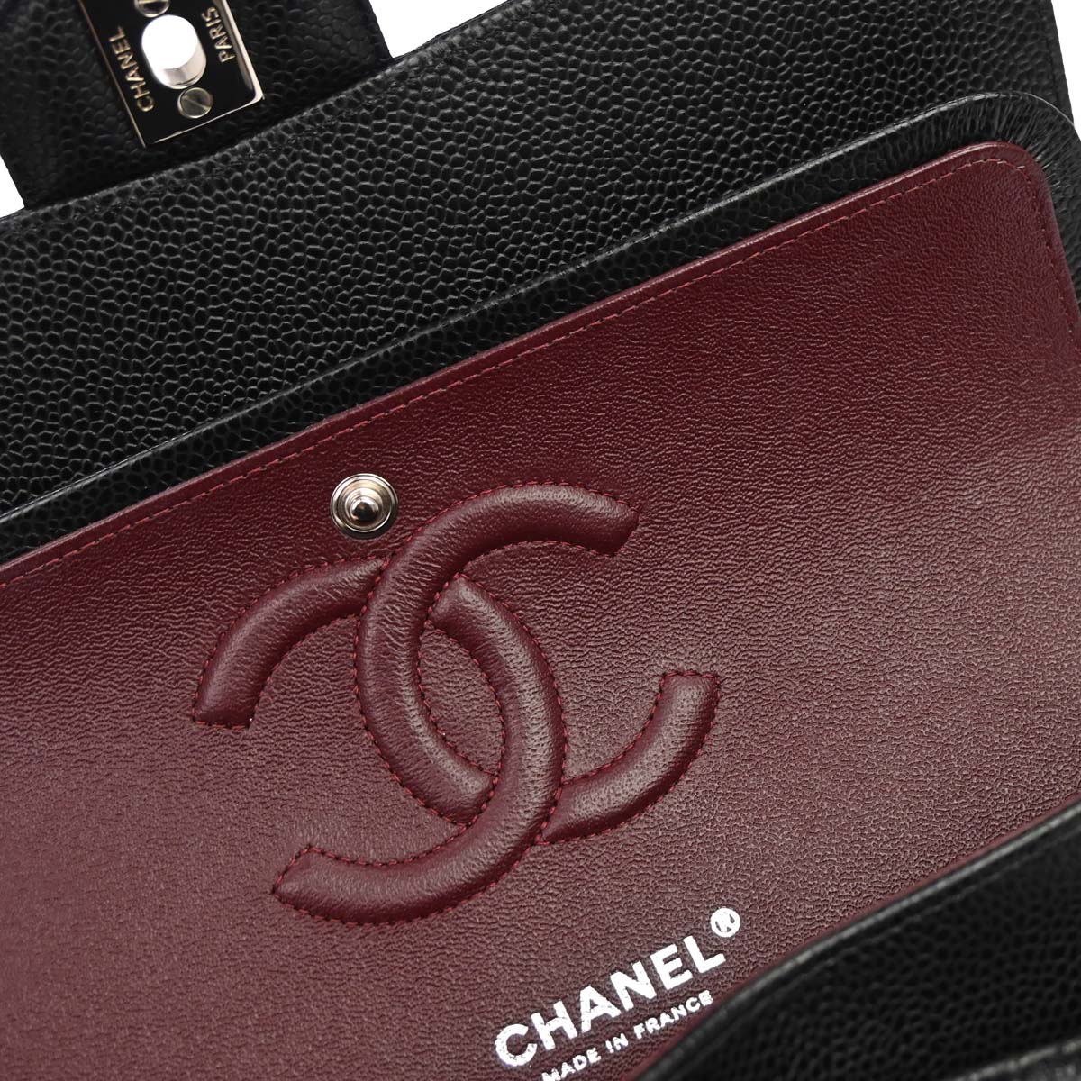 Chanel 2019 Black Caviar Medium Classic Double Flap Shoulder Bag