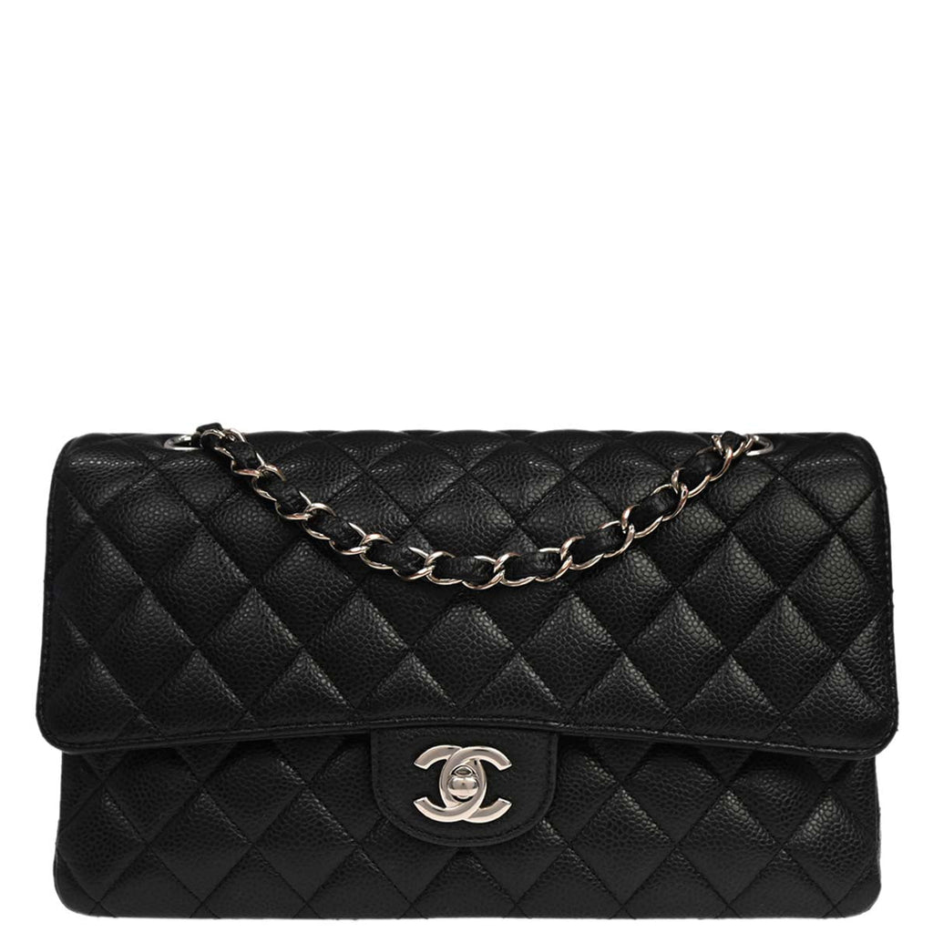 Chanel 2019 Black Caviar Medium Classic Double Flap Shoulder Bag
