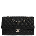 Chanel 2019 Black Caviar Medium Classic Double Flap Shoulder Bag