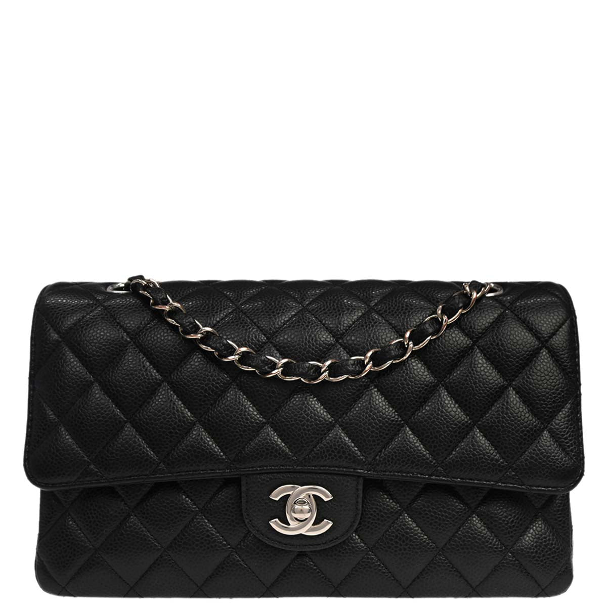 Chanel 2019 Black Caviar Medium Classic Double Flap Shoulder Bag