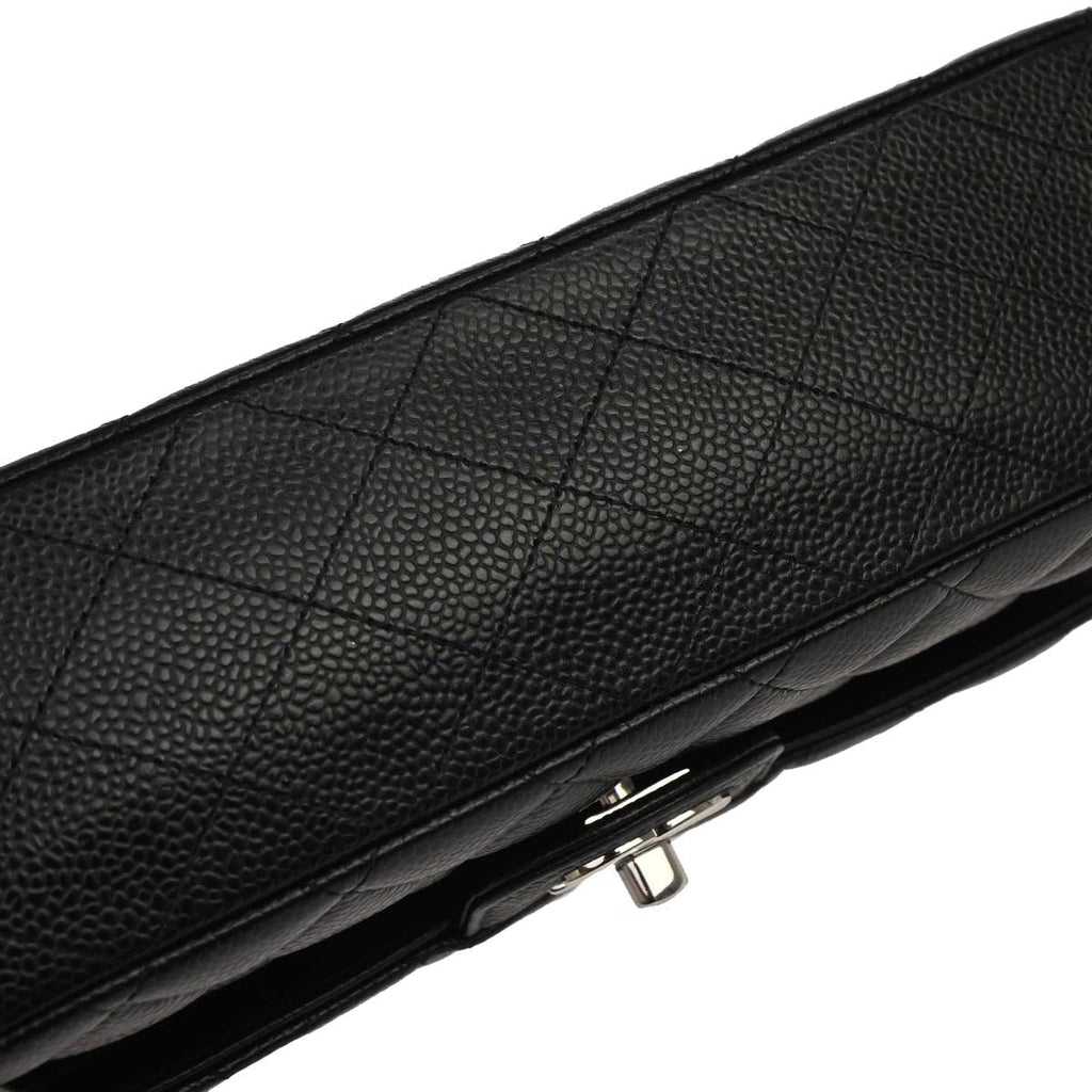 Chanel 2019 Black Caviar Medium Classic Double Flap Shoulder Bag