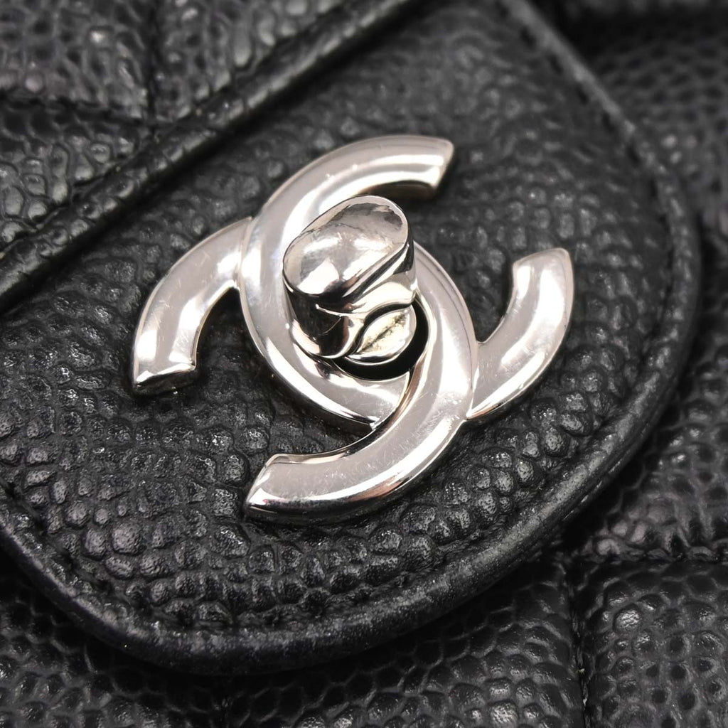 Chanel 2019 Black Caviar Medium Classic Double Flap Shoulder Bag