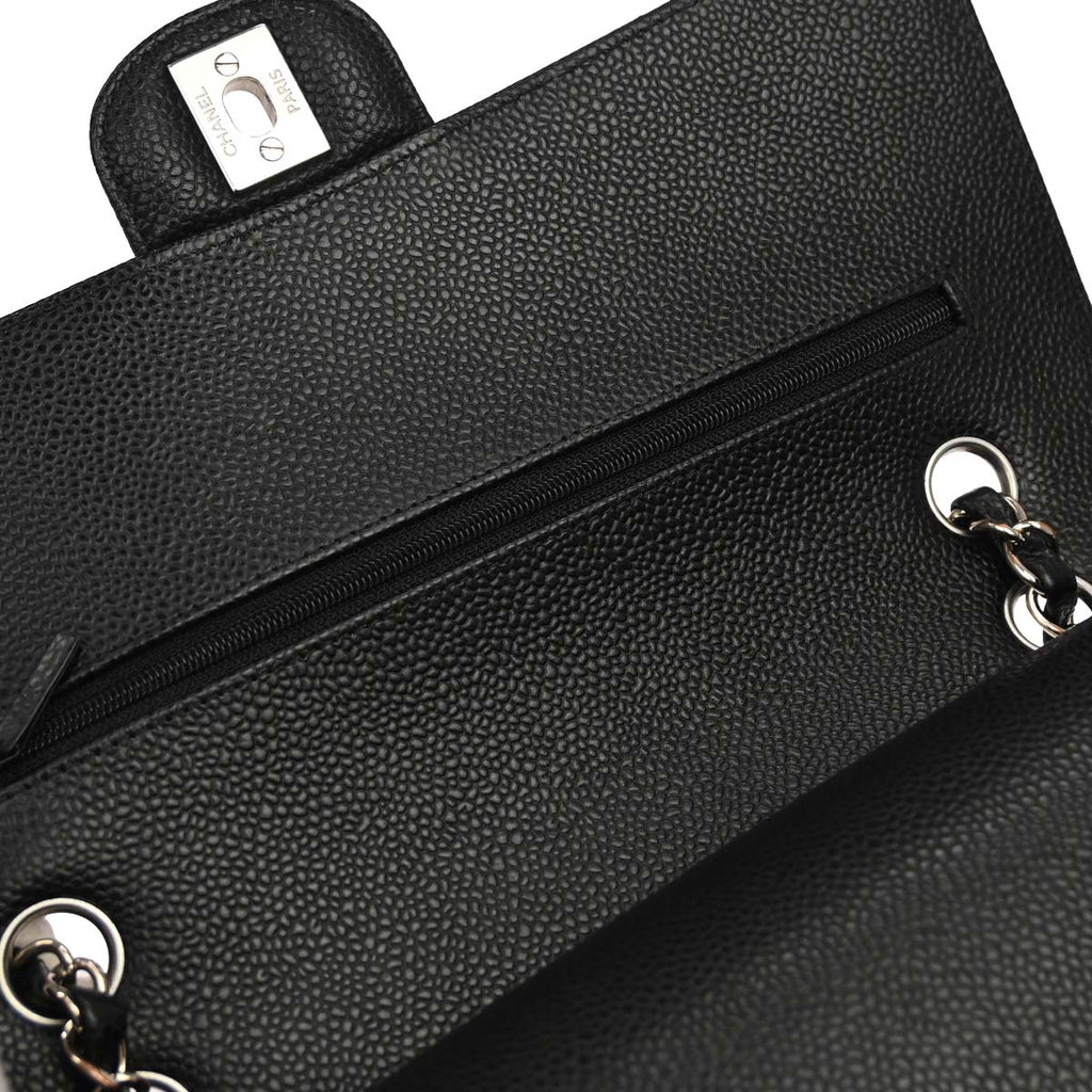 Chanel 2019 Black Caviar Medium Classic Double Flap Shoulder Bag